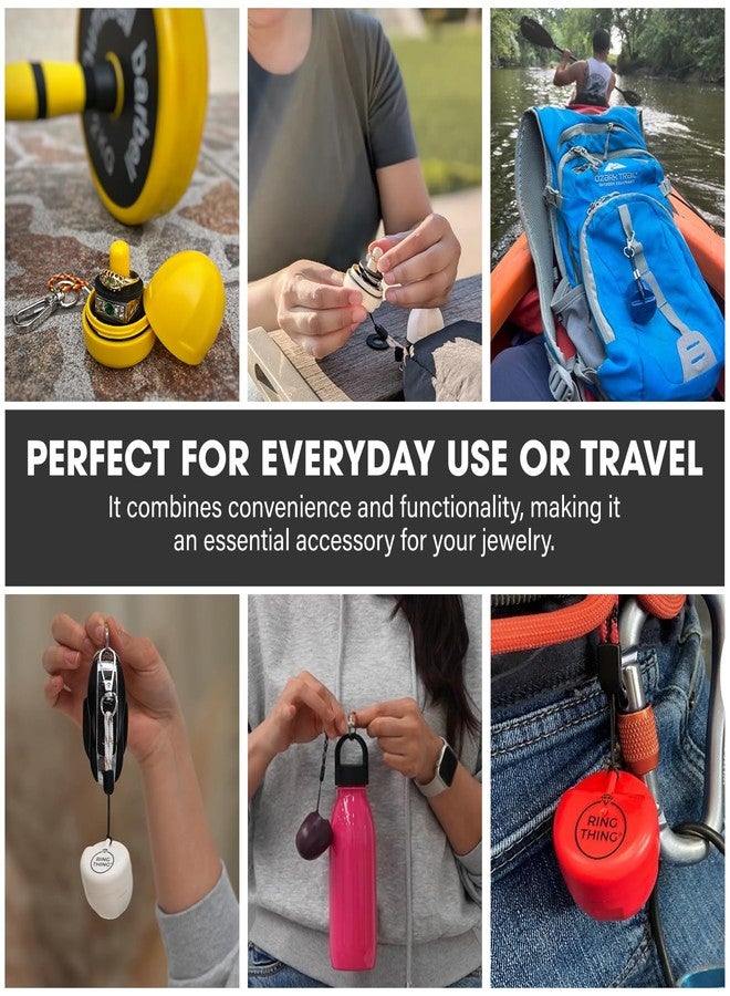 RING THING - Ring Holder Keychain, Jewelry Organizer and Storage, Portable Waterproof Jewelry Holder, Pill Box Keychain Container, Gym Accessory, and Travel Ring Case (Vanilla) - Image 2
